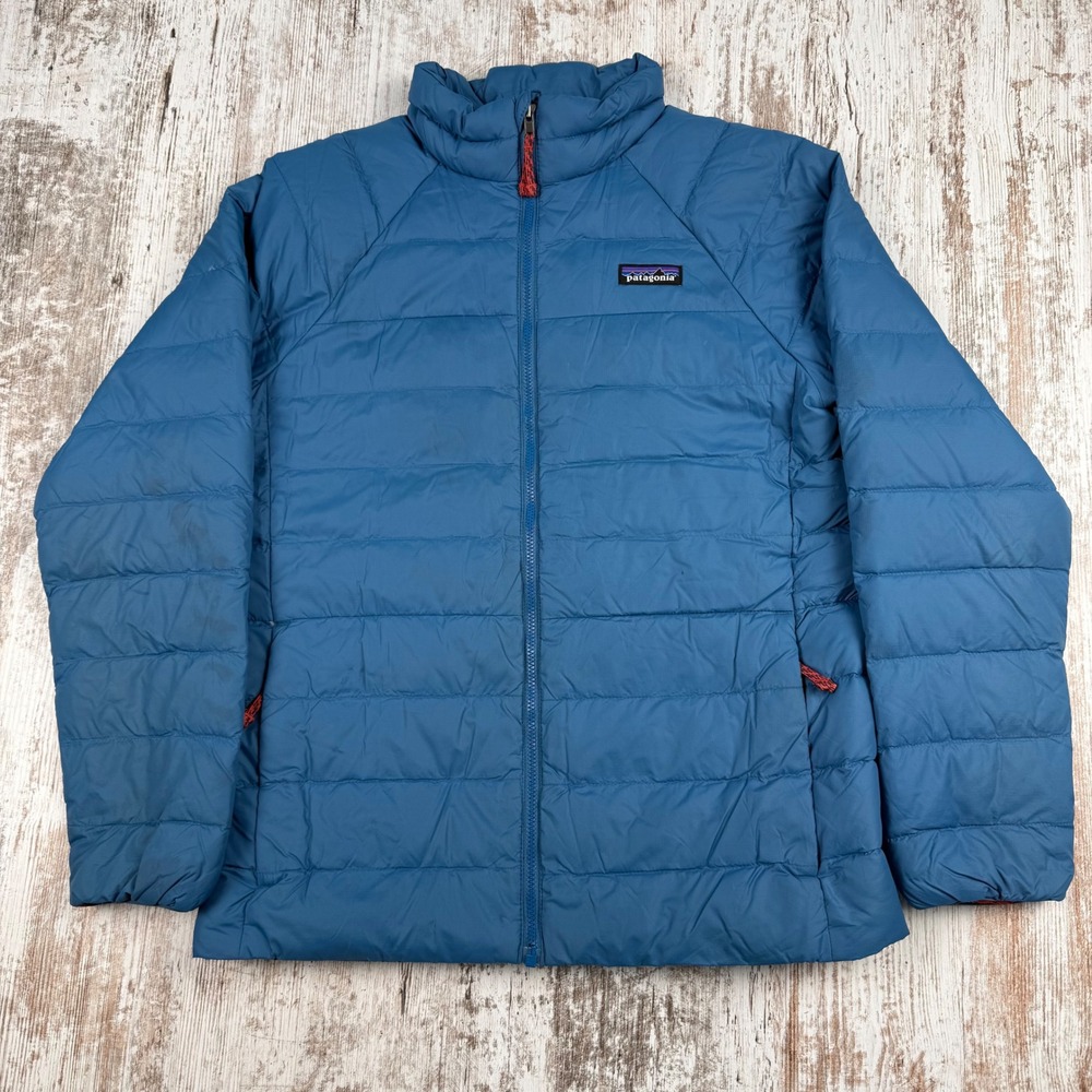 Patagonia 100% Down 600 Fill Jacket Blue Kids Sz L 12 Puffer Full Zip Outdoor